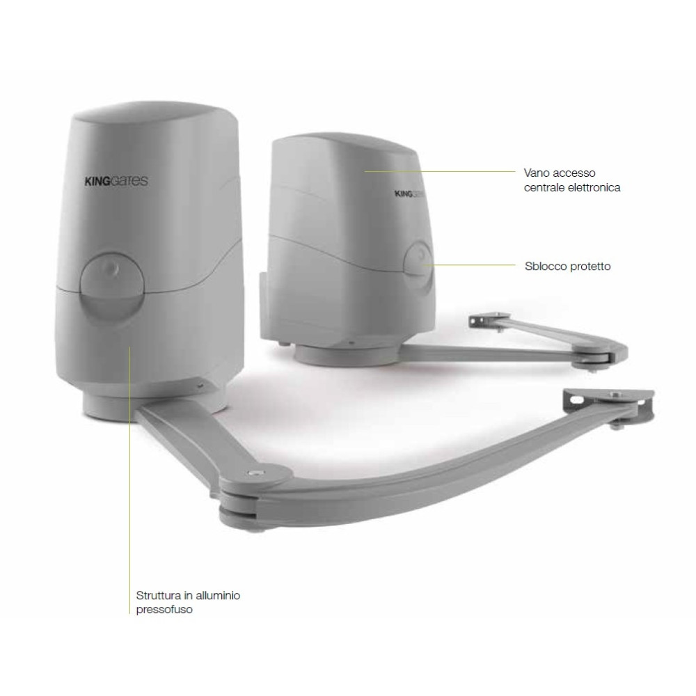 MOTORE KING MODUS 280MA 24V IRREVERSIBILE PER CANCELLO BATTENTE ANTA 2,8 MT 300 Kg