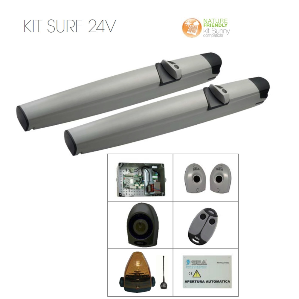 KIT SEA SURF 350 H 24V MOTORE PER CANCELLO A BATTENTE ANTA FINO 3,5 MT MAX 300 KG