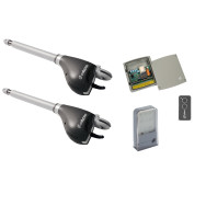 KIT 2 MOTORI V2 CALYPSO CENTRALE FLEXY RADIOCOMANDO LAMPEG X CANCELLO ANTA BATT.