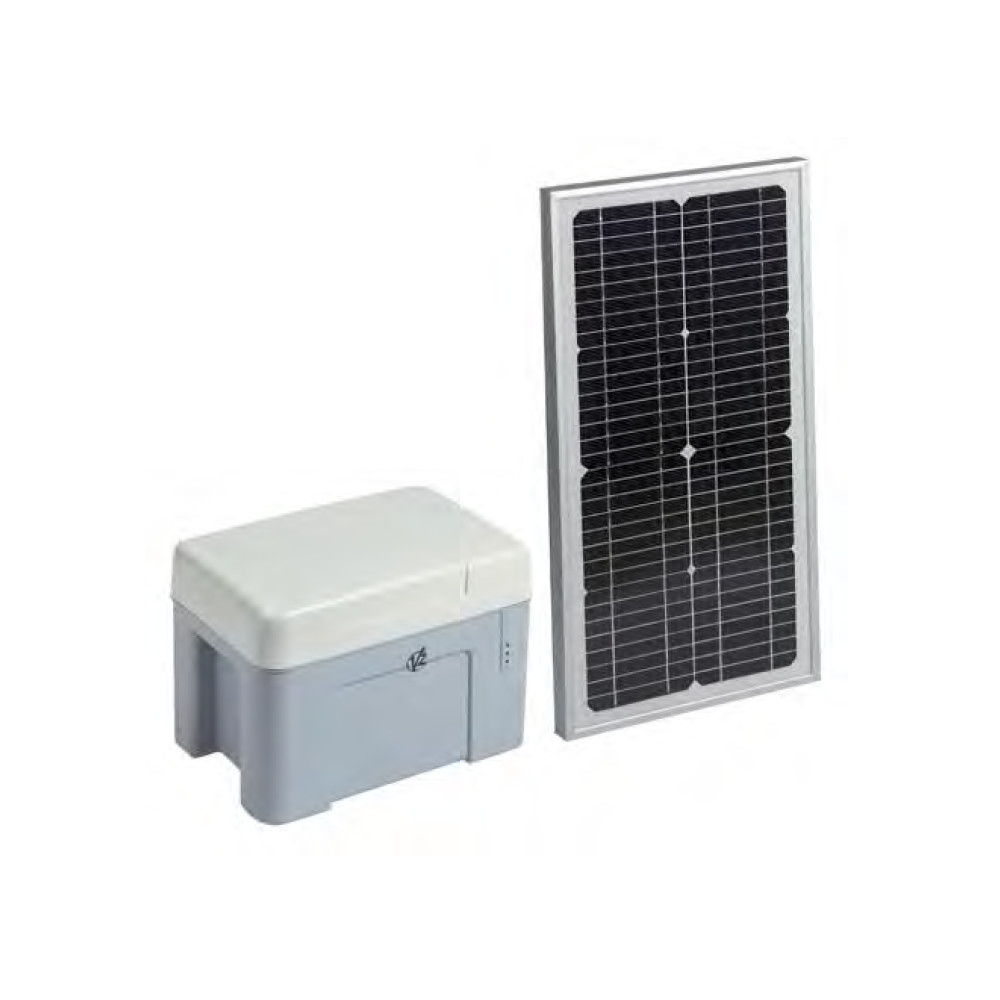 KIT ALIMENTAZIONE SOLARE V2 ECO LOGIC COMPLETO BOX BATTERIA E PANNELLO DA 20W