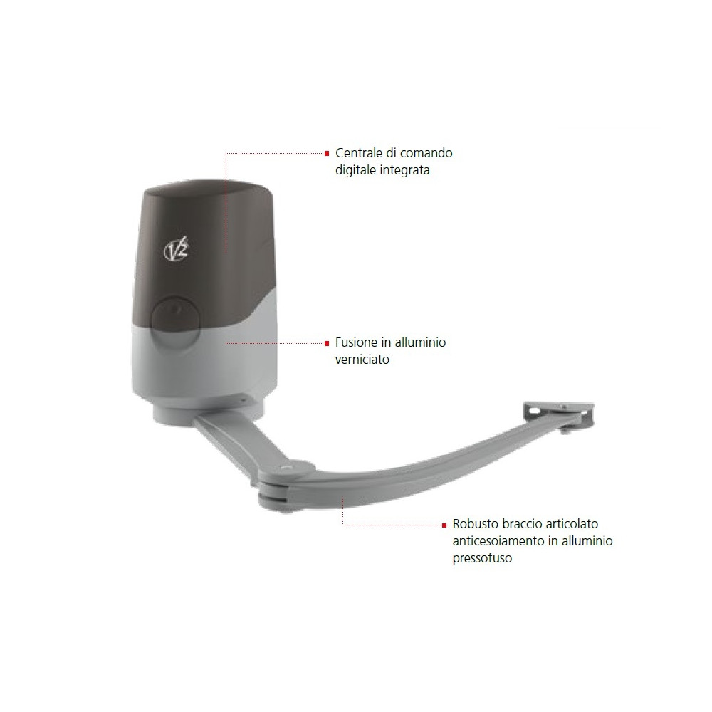 MOTORE BRACCIO ARTICOLATO V2 ZORUS 2 SLAVE 24V PER CANCELLO A BATTENTE ANTA MAX 2,8 MT