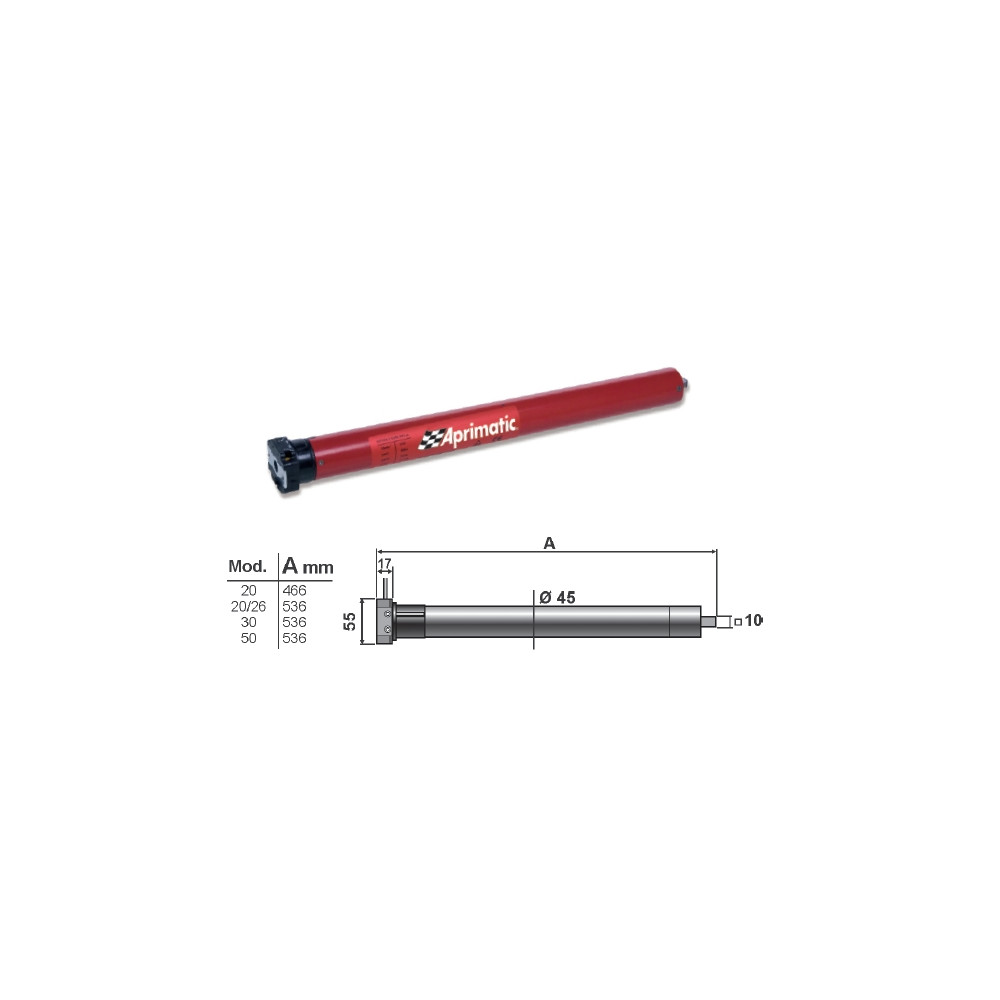 Motore tubolare APRIMATIC REVOLUX 45S 30Nm per tapparelle e tende da sole