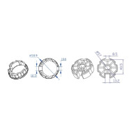 CORONA E PULEGGIA OGIVA PIATTA PER MOTORI TEKNOS T45 PER RULLO ZF Ø60