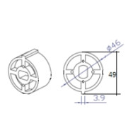 PULEGGIA PER MOTORI TEKNO'S Ø 45mm PER RULLO Ø58 Alluminio