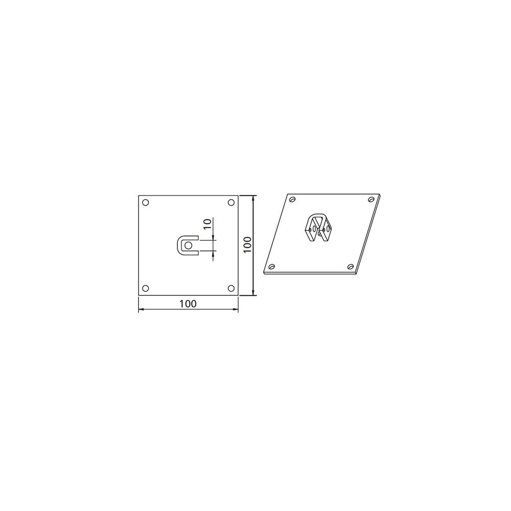 PIASTRA CON SUPPORTO  QUADRA 10x10MM PER MOTORIDUTTORI TUBOLARI 45MM