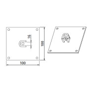PIASTRA A SUPPORTO QUADRA 16x16MM PER MOTORIDUTTORI TUBOLARI DIAMETRO 59MM