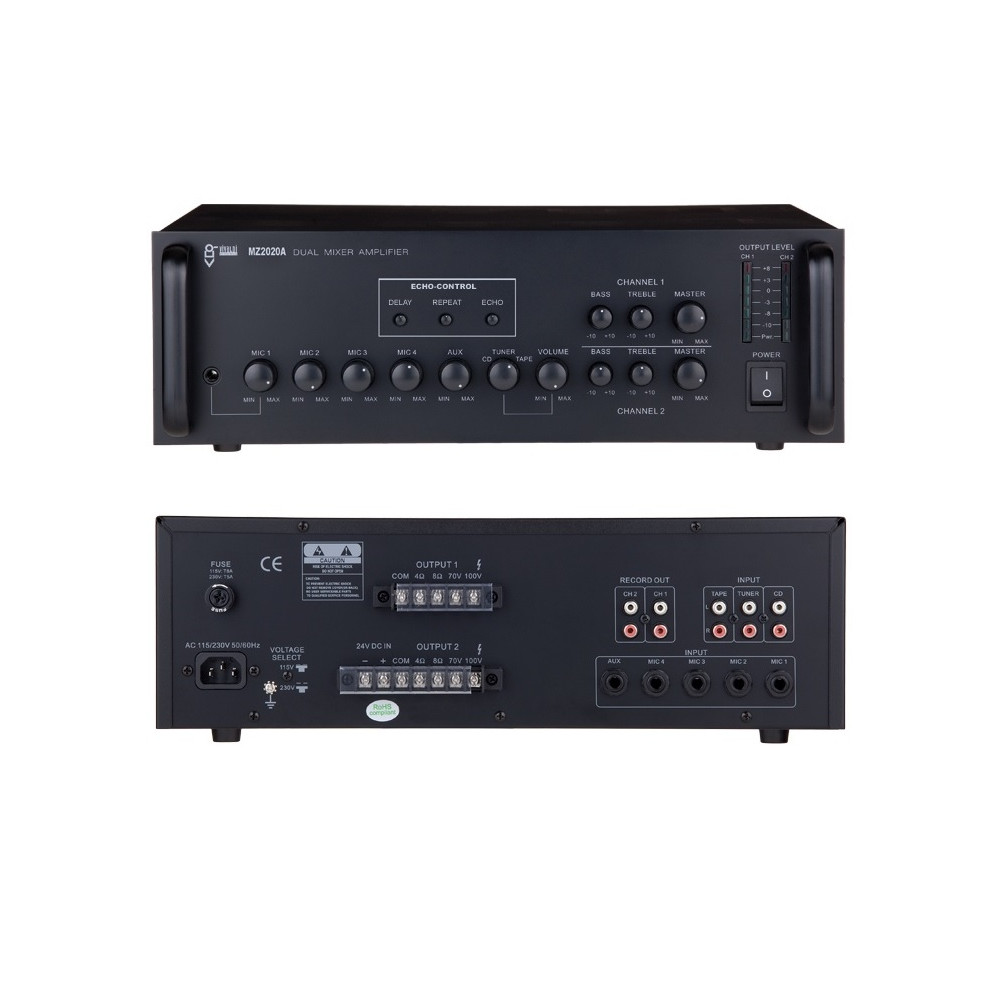 VIVALDI ULISSE MZ2020A MIXER AMPLIFICATO MULTIZONA CONTROLLO DI TONI E VOLUME INDIPENDENTE