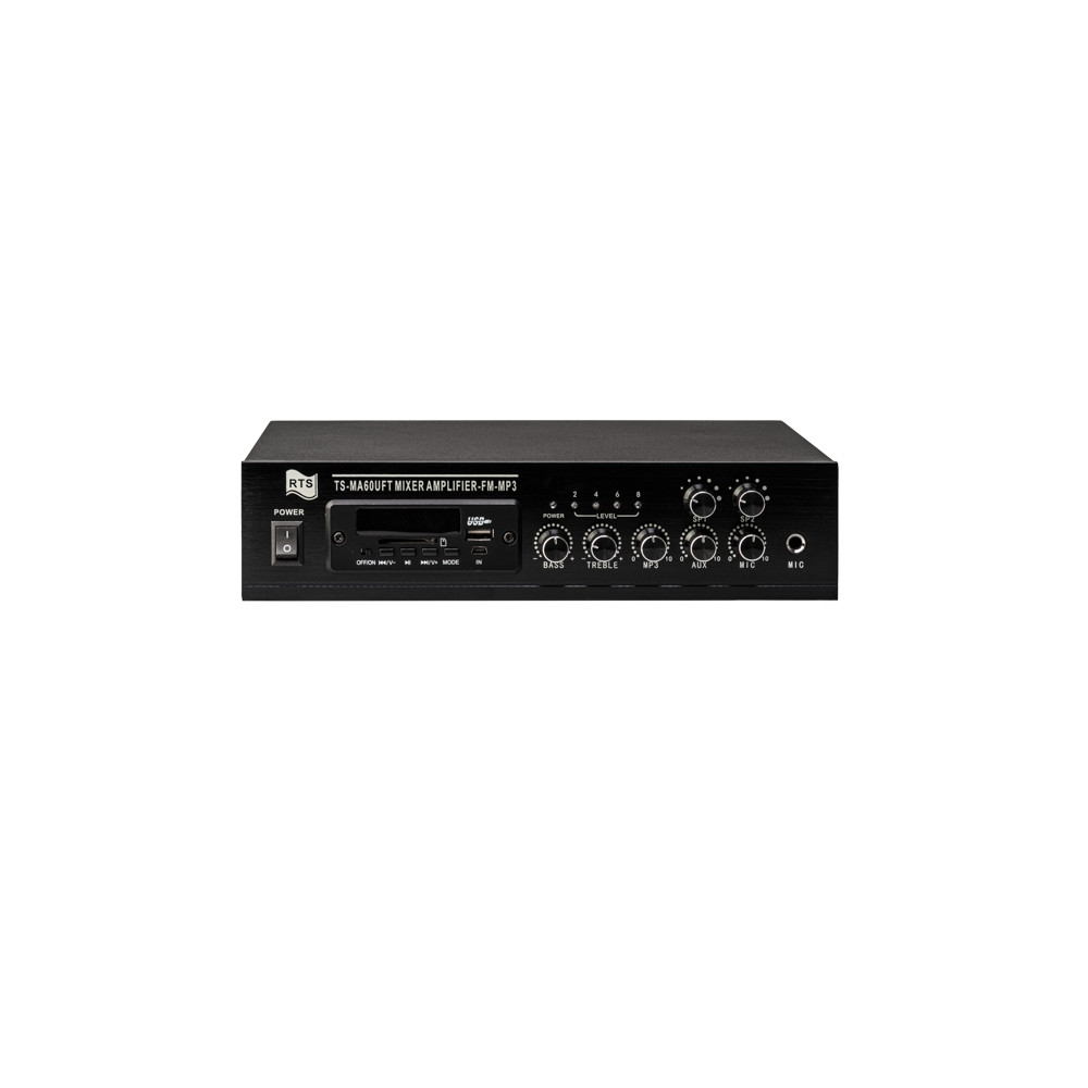 AMPLIFICATORE MIXER BLUETOOTH RTS FM/MP3 60W 1 INGRESSO MIC E 2 INGRESSI AUX