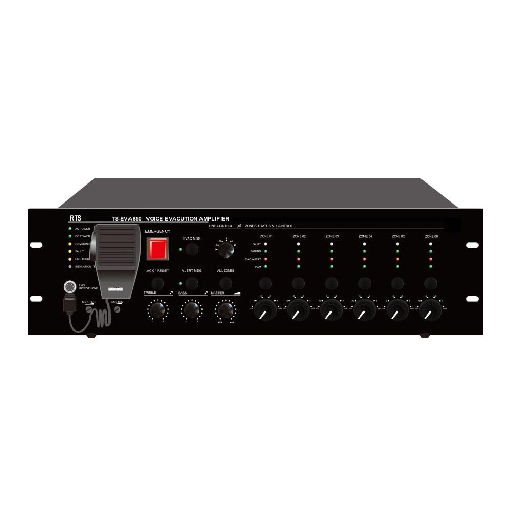 CENTRALE EVACUAZIONE INCENDIO TS EV500/6 RTS EVAC INTEGRATO 6 ZONE ESPANDIBILI