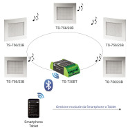 KIT RTS PER FILODIFFUSIONE DA INCASSO BLUETOOTH AMPLI 30+ 30W - 5 DIFFUSORI