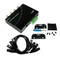 VIDEO BALUN PASSIVO - 4CH - TERMINALI A VITE / RJ45 - BNC FEMMINA - BOX