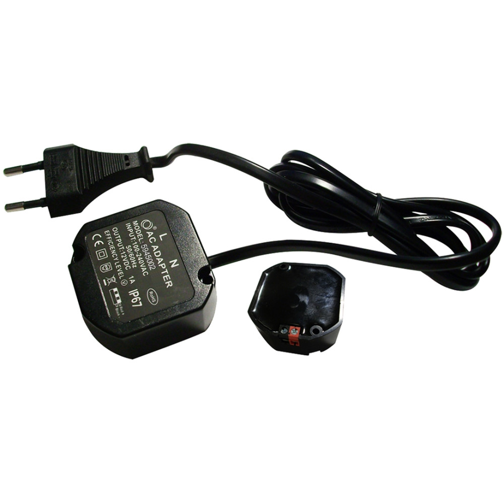 Alimentatore switching con morsetti a vite e cavo rete 12V 1A IP67 