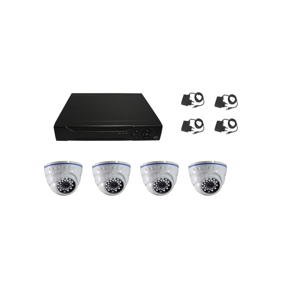 KIT VIDEOSORVEGLIANZA 4 TELECAMERE DOME 1 DVR FULL HD 4 CANALI Smartphone