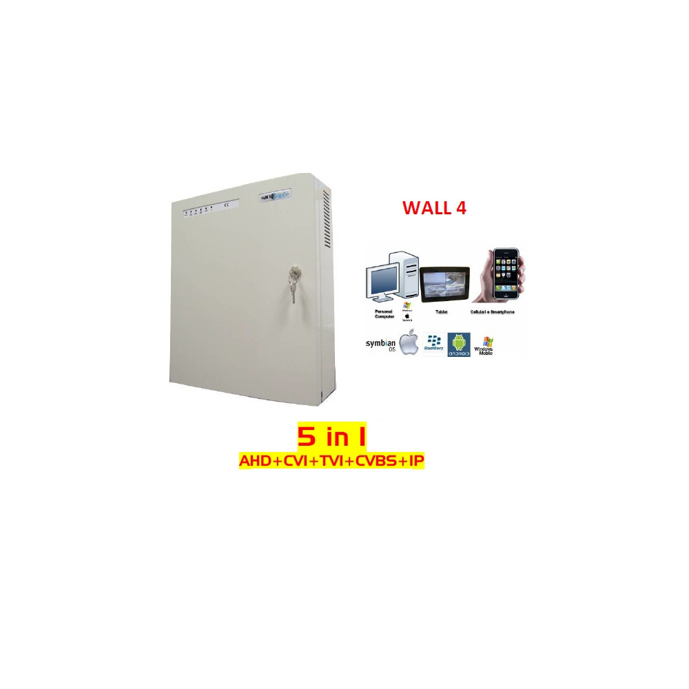 VIDEOREGISTRATORE 4XAHD WALL BOX METALLO TELECAMERE FINO A 4 MP ICLOUD SMARFONE