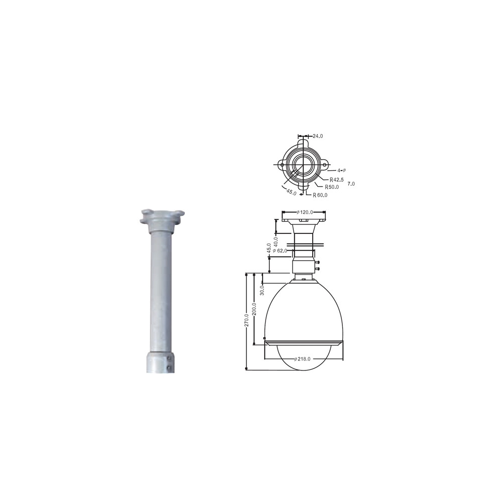 Staffa per Speed Dome per montaggio pendente