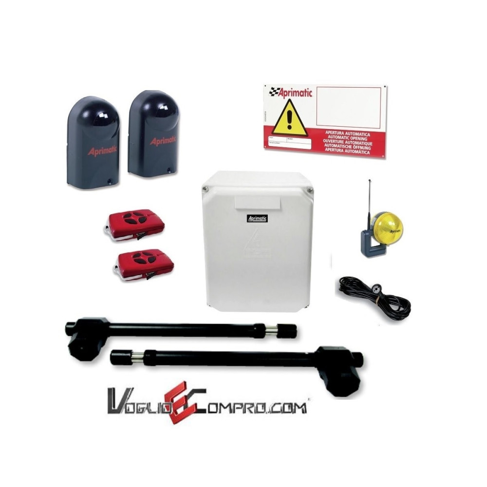 KIT MOTORE PER CANCELLO BATTENTE 2 ANTE MAX 3Mt APRIMATIC-MPC G-MATIC AP350
